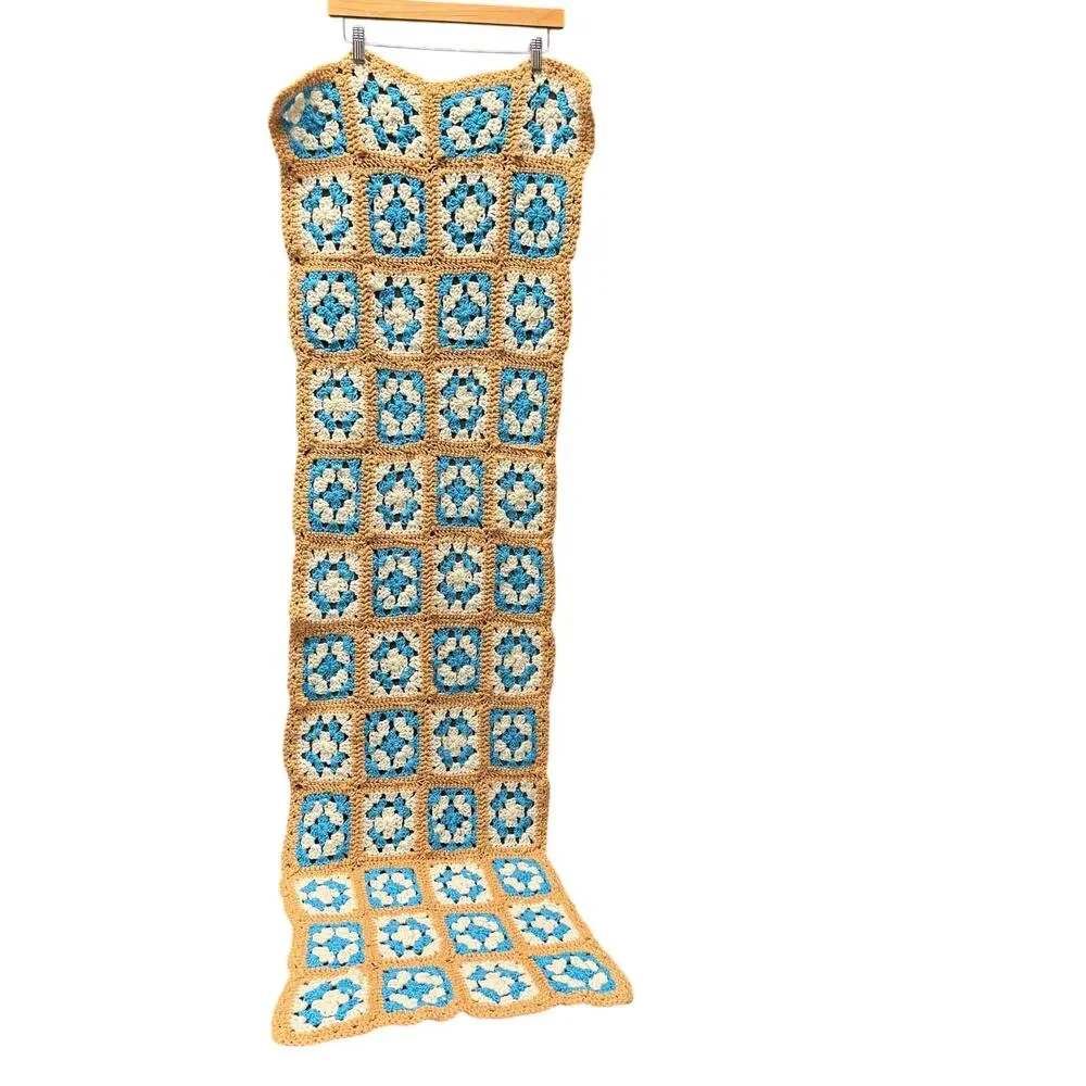 Granny Square Blanket Runner Handmade Classic Retro Look Afghan NWOT STYLE #3560
